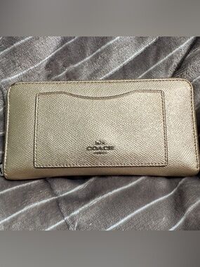 Coach metallic gold accordion wallet